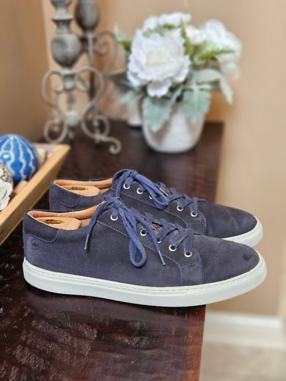Peter Millar Men's Suede Sneakers, Blue, Sz 13